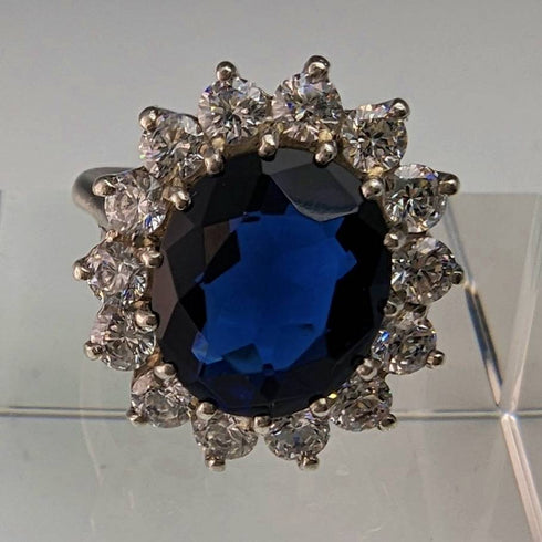 vintage jewelry blue stone sterling silver ring